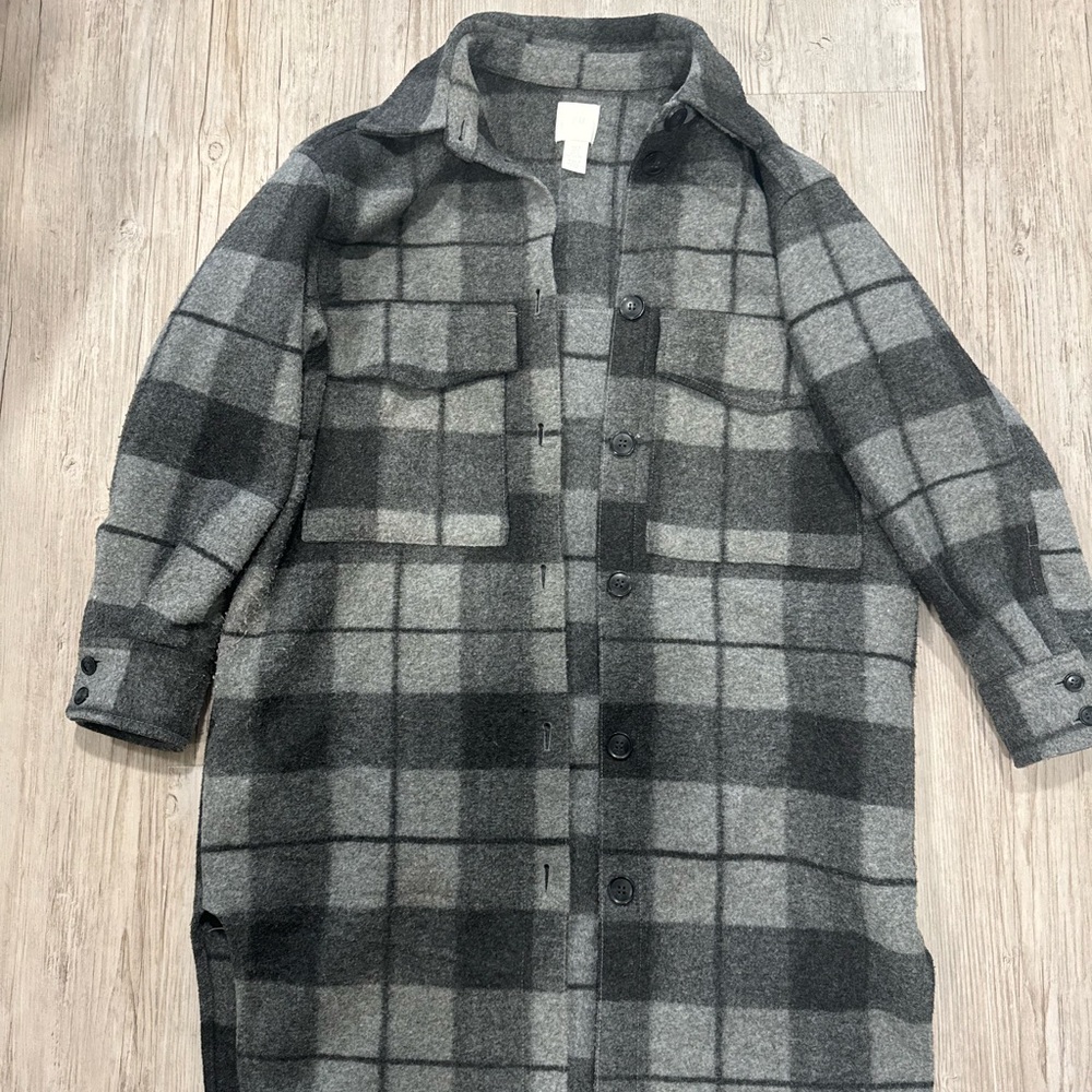 H&M Black and Gray Plaid Shacket